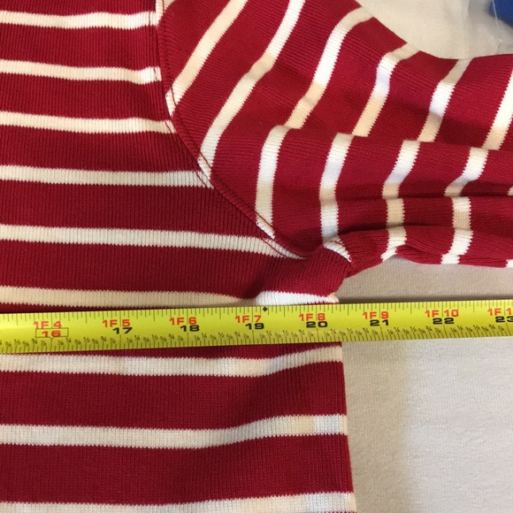 L.L. Bean 1/4 zip sweater women XL reg red white striped long sleeve patriotic - Picture 6 of 8